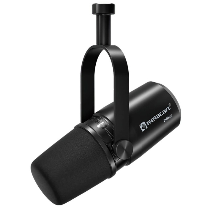 Relacart 12 0014 PM3 Dinamik Podcast Konferans Yayın Mikrofon Preamplifikatör (Siyah) | Sağlam Metal Gövde Pop Filtreli